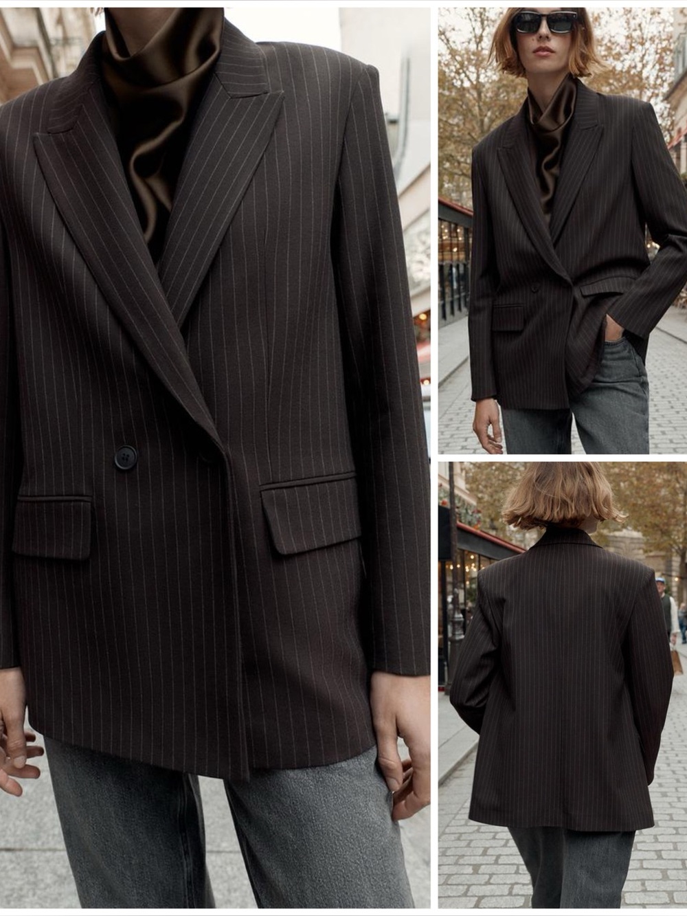 ZARA ~ Oversized Double-Breasted Pinstripe Blazer